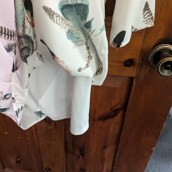 OVI* Boho pull on polyester chiffon lined 3/4 sleeve round neck mid length dress - Picture 11 of 13